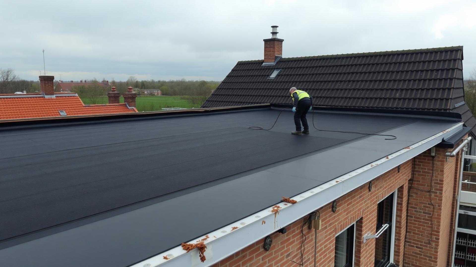 Plat dak vervangen met EPDM